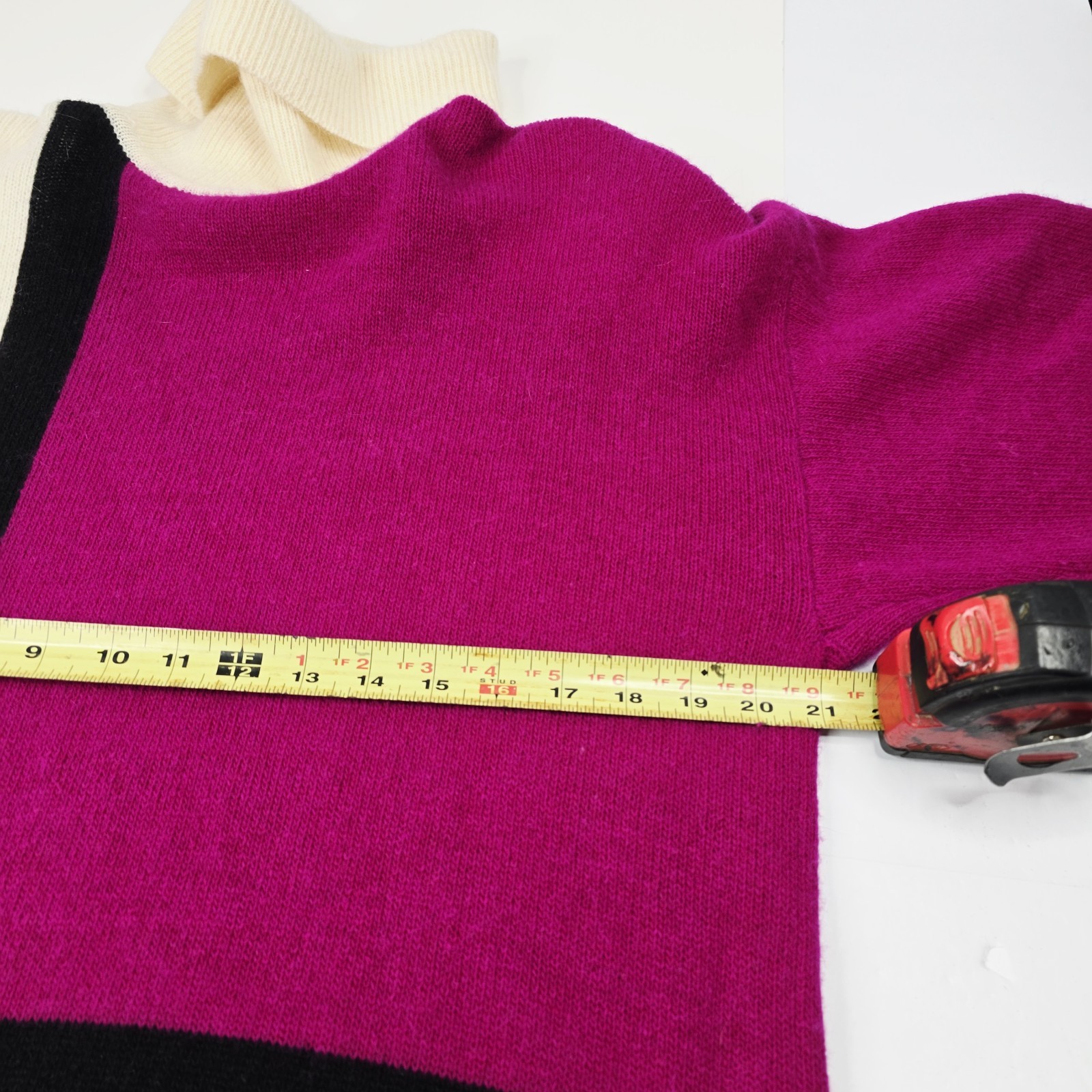 80s Richard & Company Angora Lambswool Colorblock Geometric Sweater Dress Large