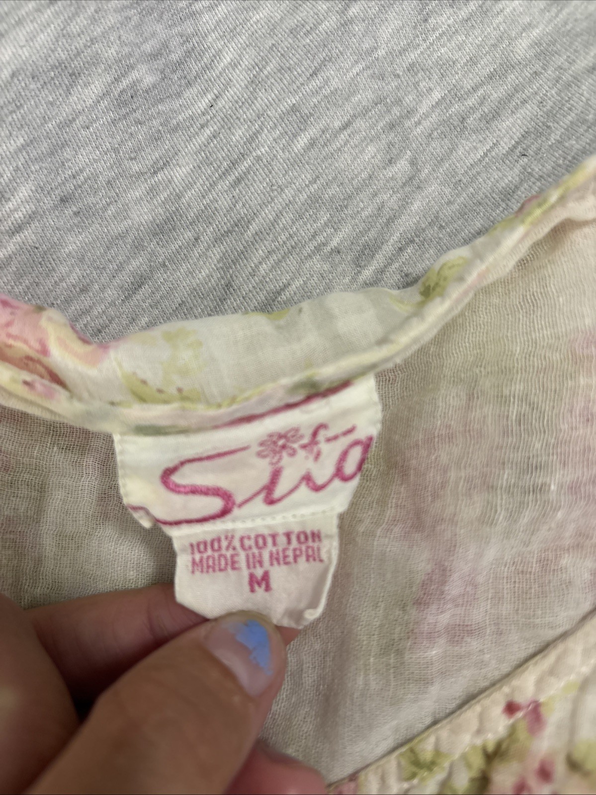 Vintage Sita Cotton Floral Maxi Dress Medium Cottagecore Boho Button Front