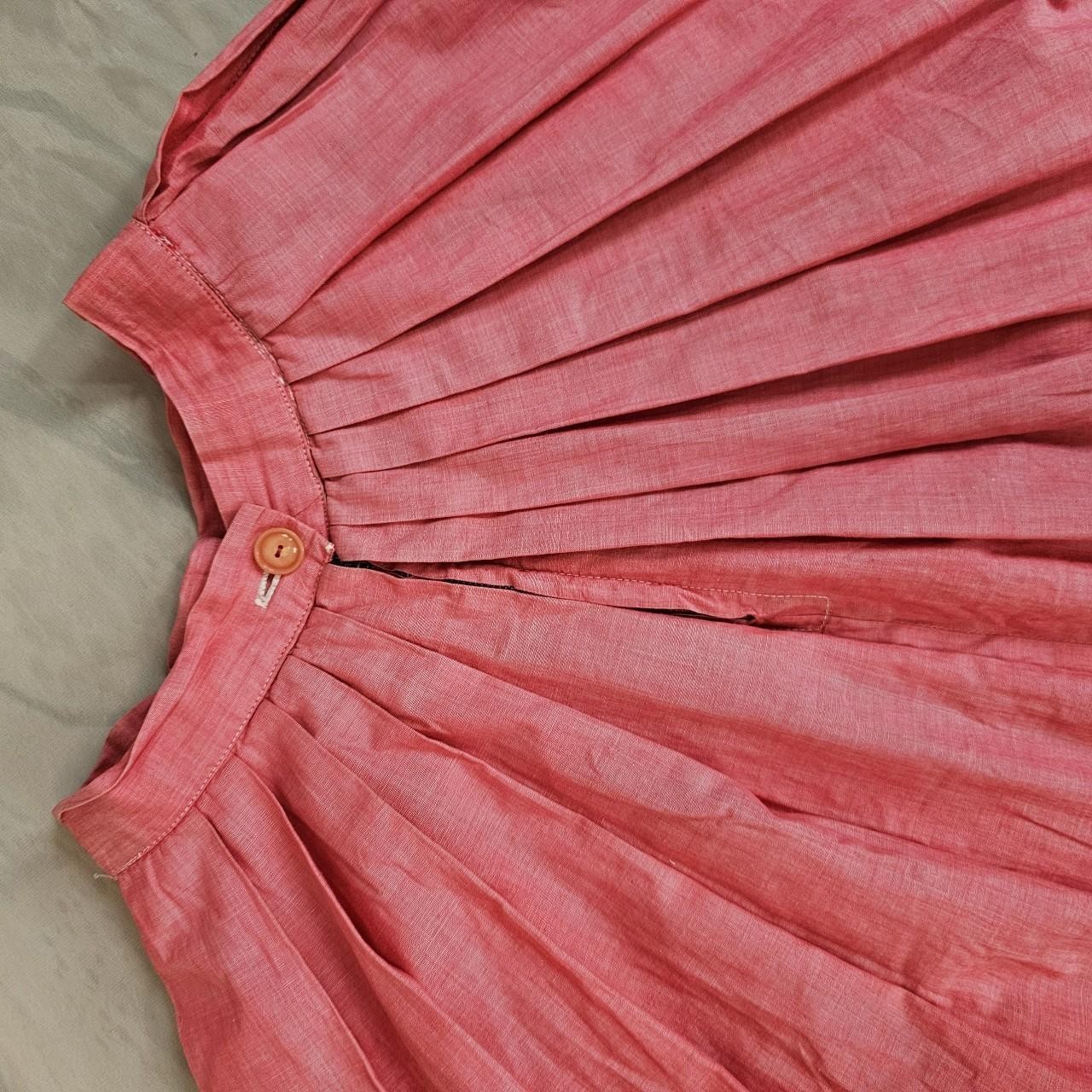 Vintage 1950s Skirt Pleated Pink Circle Skirt Retro Pinup Rockabilly Metal…