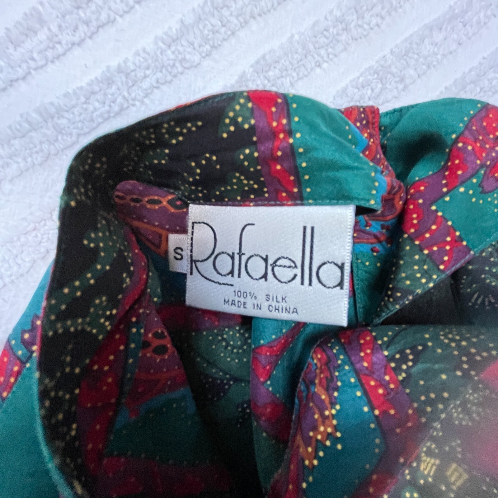 Rafaella Womens Small Long Sleeve Mixed Paisley Print Silk Blouse Top Multicolor