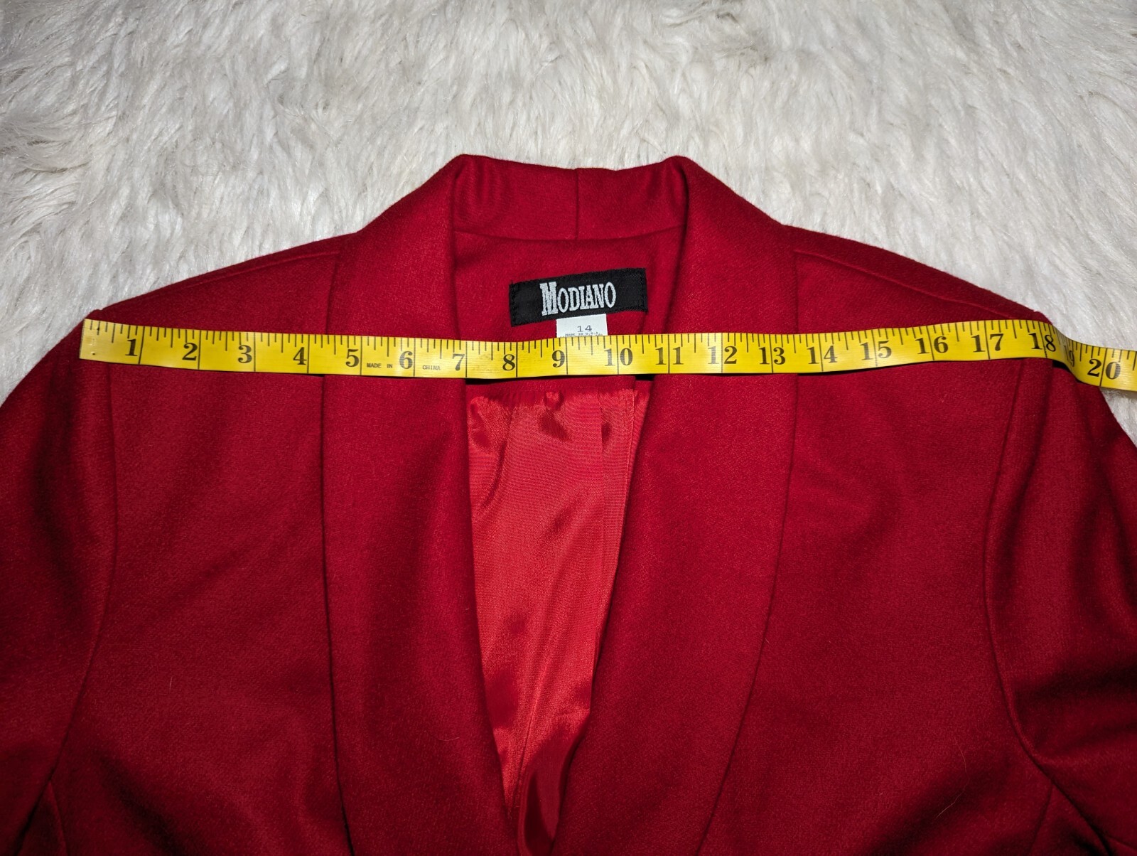New MODIANO 1980s Solid Red Blazer Jacket 100% WOOL Business Size 14 Women&rsquo;s