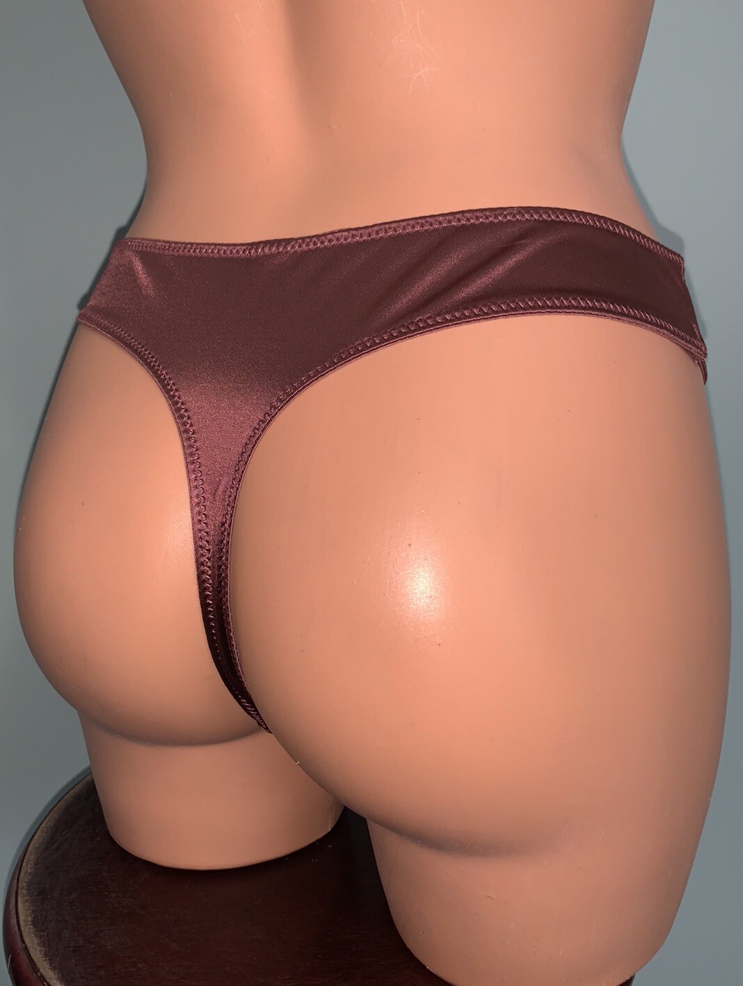 NEW Glossy Secret Stretch Butter Satin Nylon Thong Bikini Panties L 7 Vtg Style