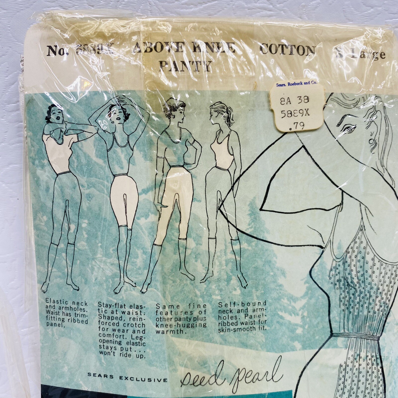 50s Sears Charmode No 5889X Cotton Knit Lingerie Sz XL Above Knee Panty UNSEALED