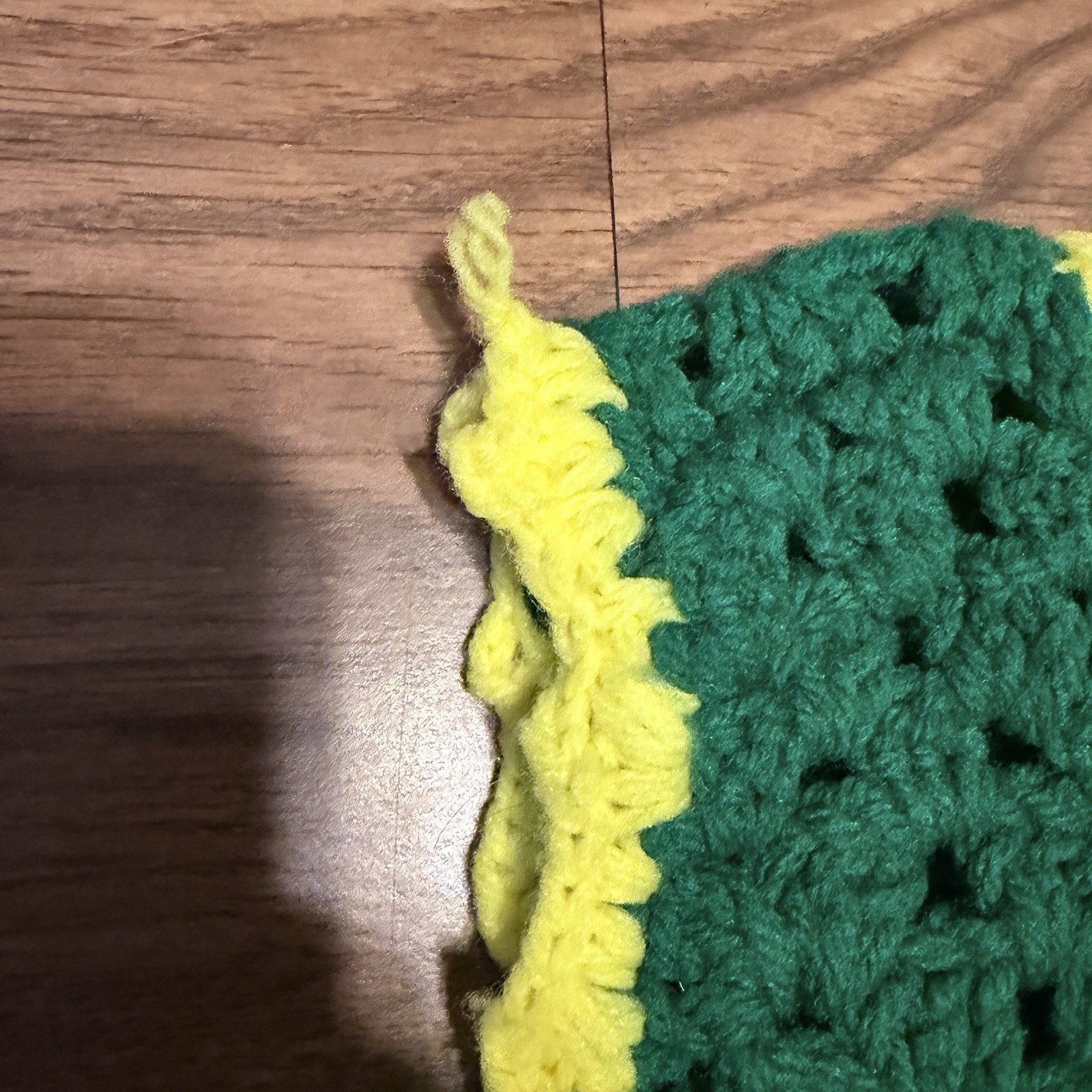 Authentically True Vintage 70s Handmade Green And Yellow Crochet Tank Top Size S