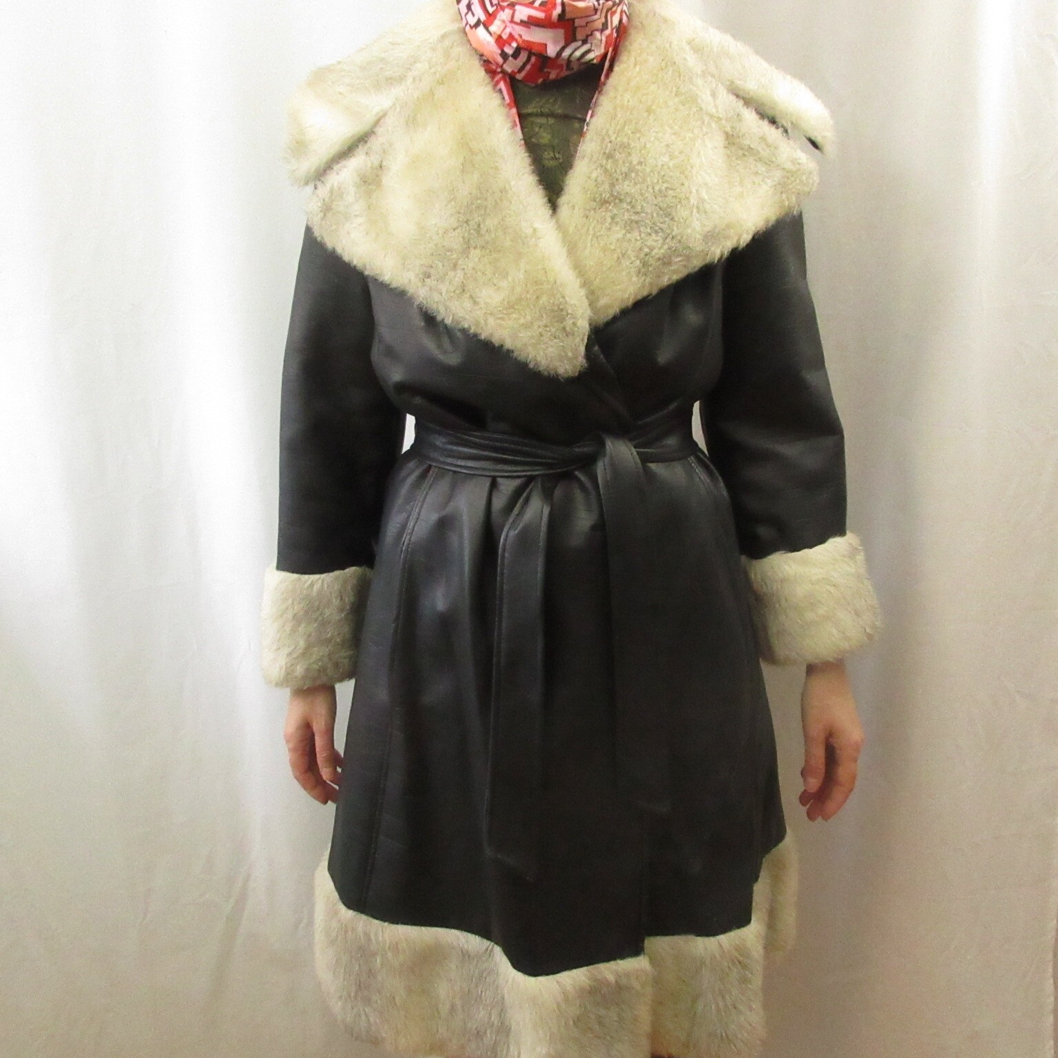 VINTAGE RARE 70s Faux Fur Women&rsquo;s Coat MOD New Wave PUNK SOVIET NOIR GOTH OOAK