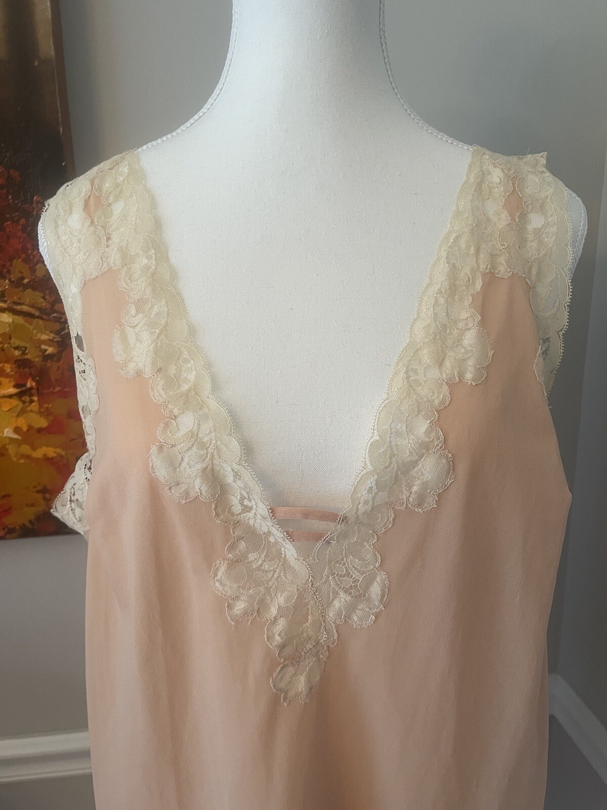 Emilio Pucci For Formfit Rogers Lace Top Slip Dress Lingerie Sz 12-14 Blush Pink