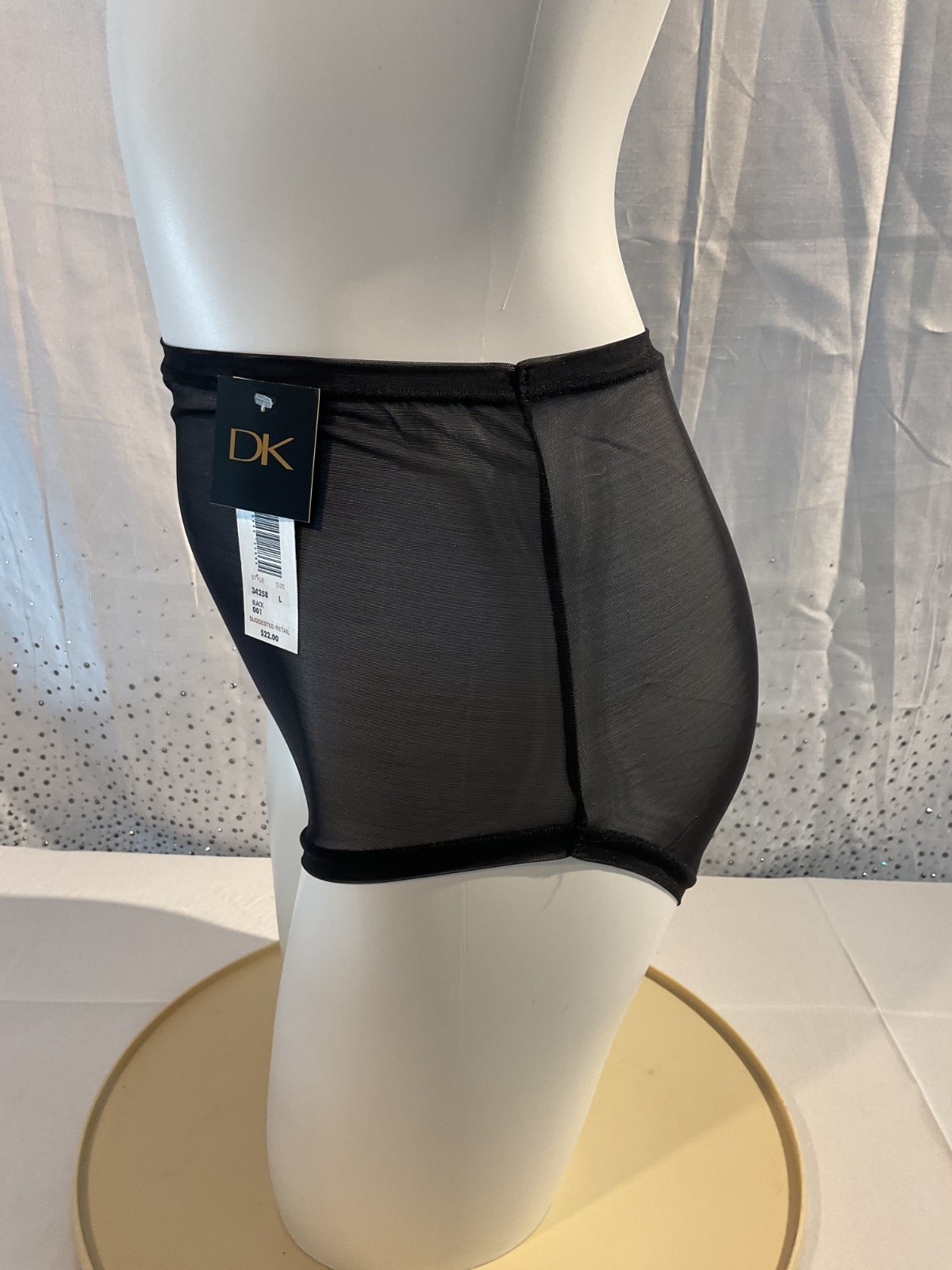 DONNA KARAN Intimates vintage NWT BLACK Sheer Brief Panties size L large