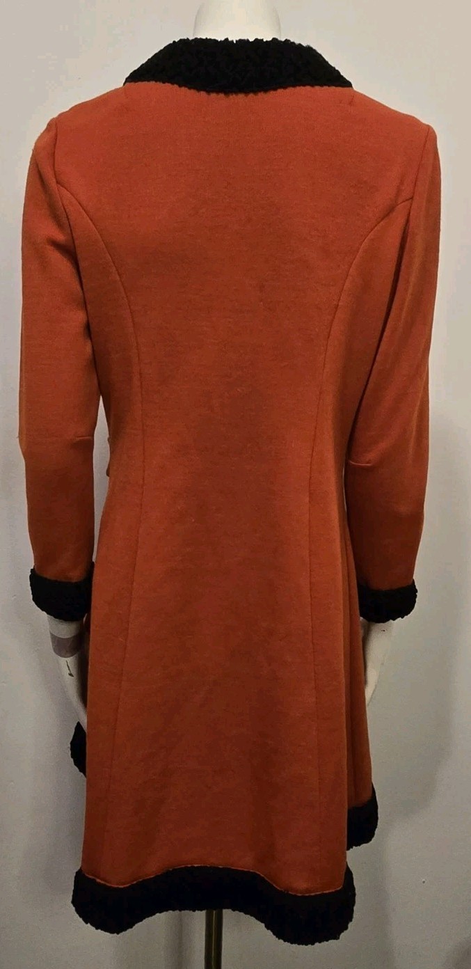 Vtg Alfred Werber 1960S MOD Red Wrap Coat Foxy Red & Black Shearling Accen S/M