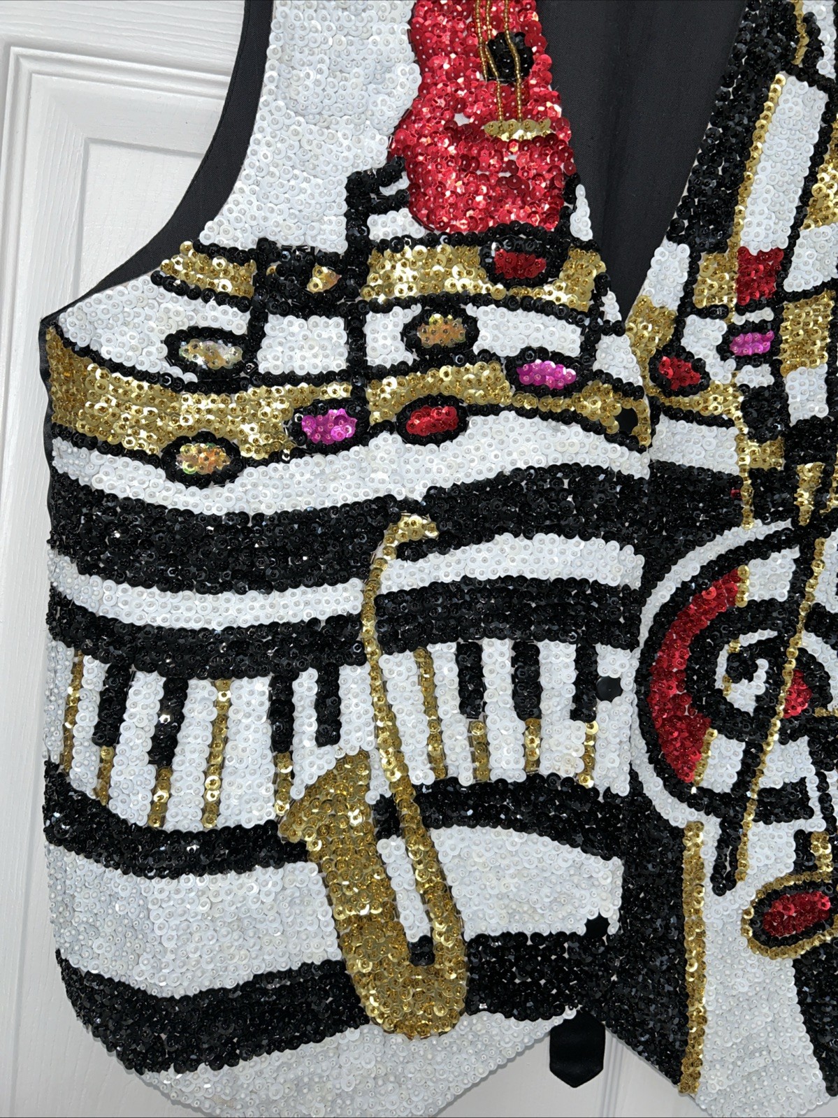 Fashion Fantasy Vest Sequin Beaded Jazz Fest Musical Holiday Bedazzled 1990&rsquo;s