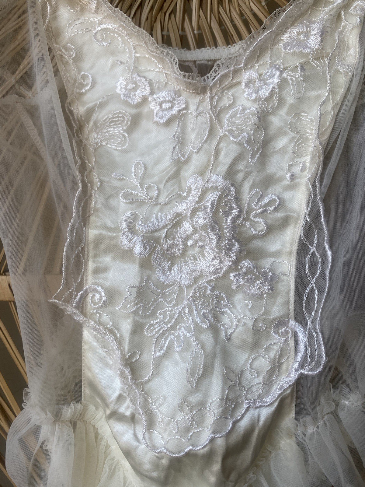 Vintage E. Bole White Teddy Lingerie With Sheer Back Size Small