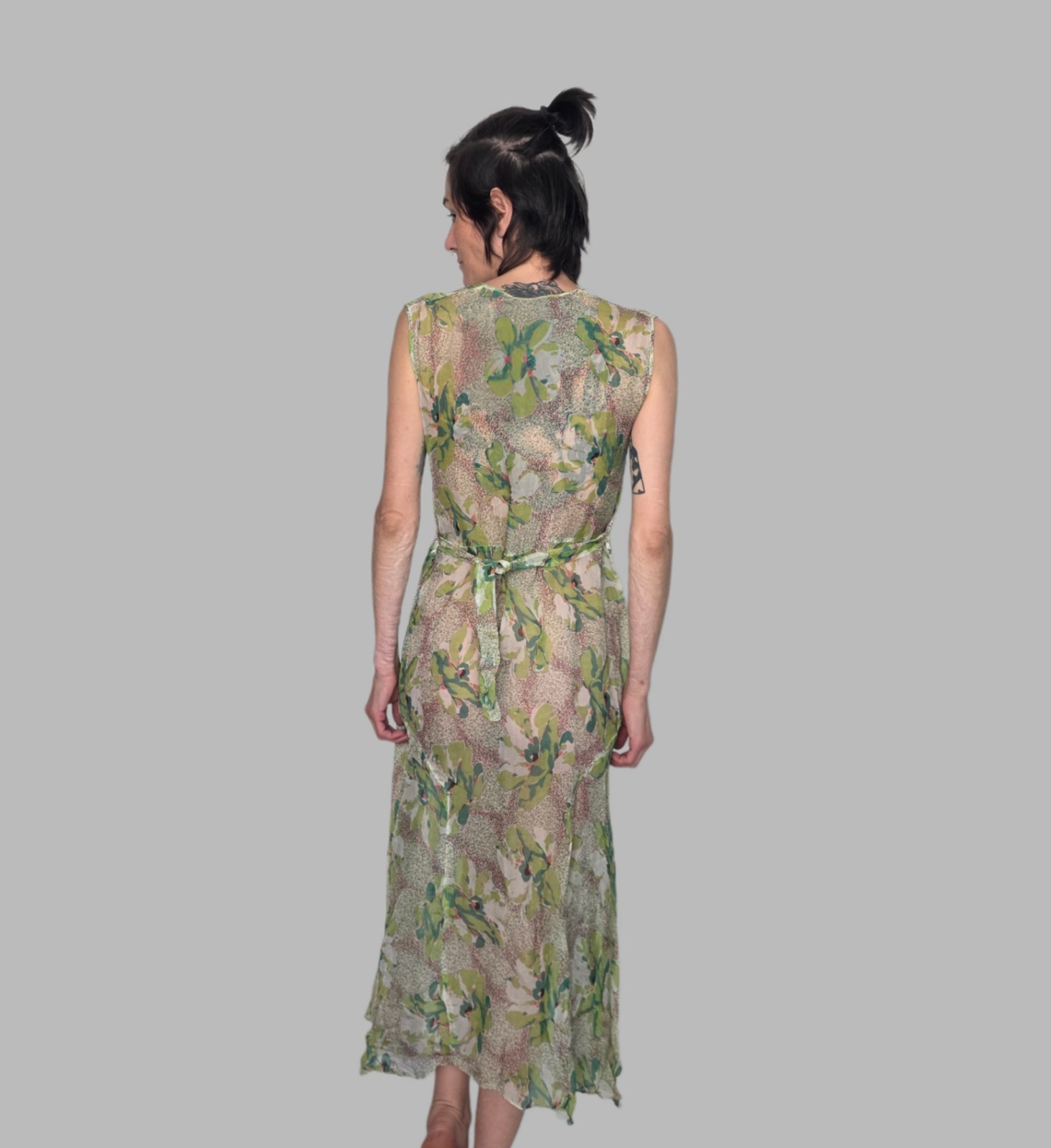 Authentic 1920s Printed Silk Dress | Antique Floral Silk Day Dress | Art Deco…