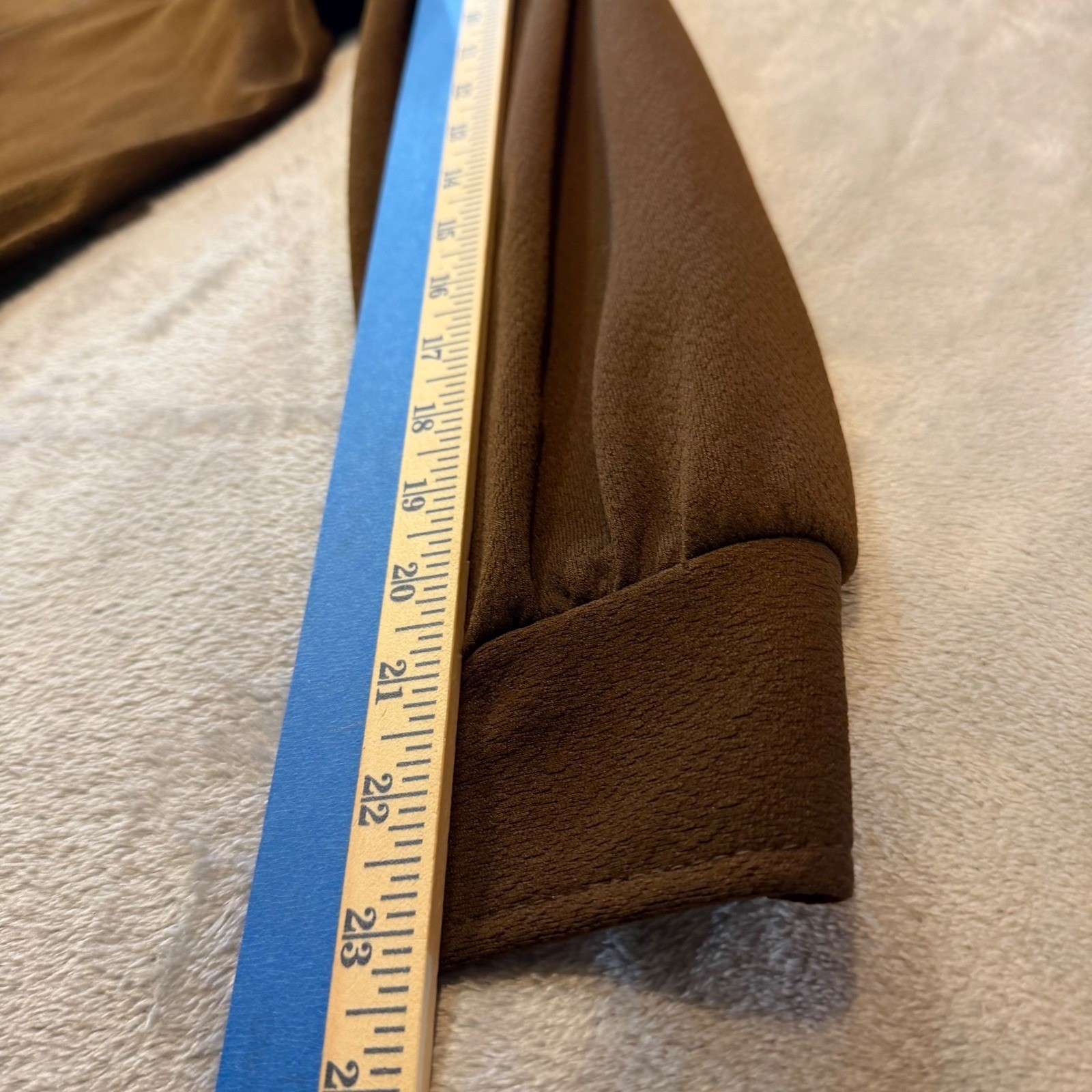Vintage 70s Brown Polyester Zip Front Wide Leg Jumpsuit Tie Neck kitschy Size 10