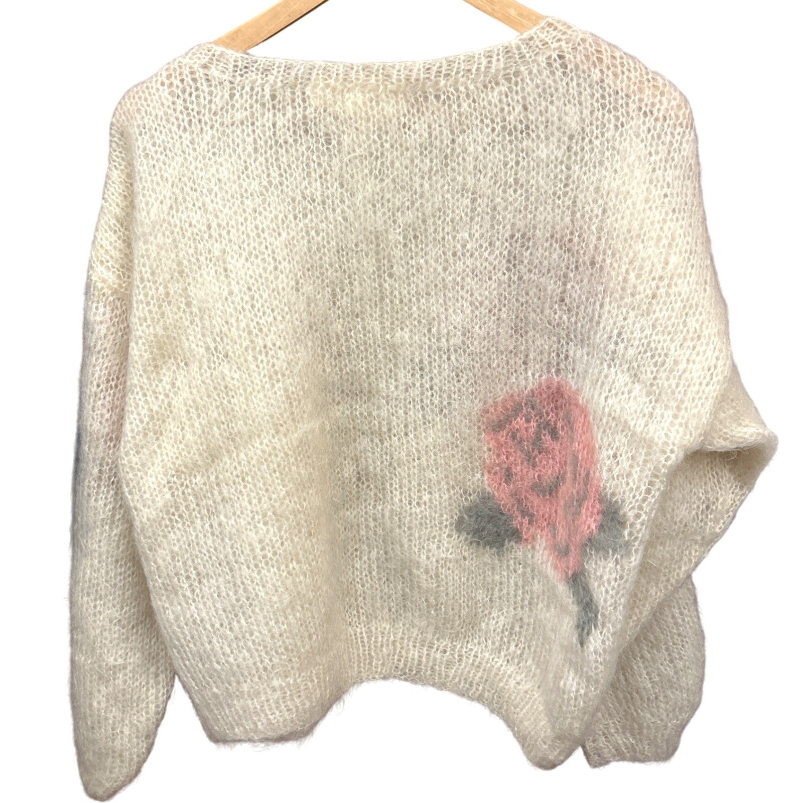 Vintage Suzanne Brown Mohair Wool Sweater Rose Floral Coquette Romantic England