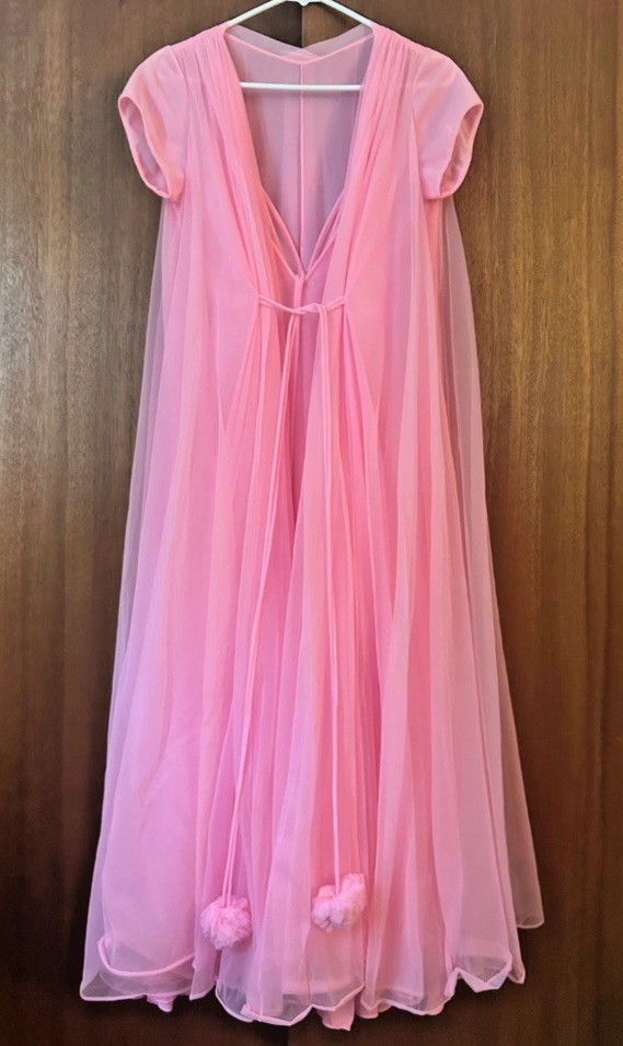 VTG Lucie Ann 4 Layers Chiffon Lace Lingerie Dress Nightgown Peignoir Robe Set S