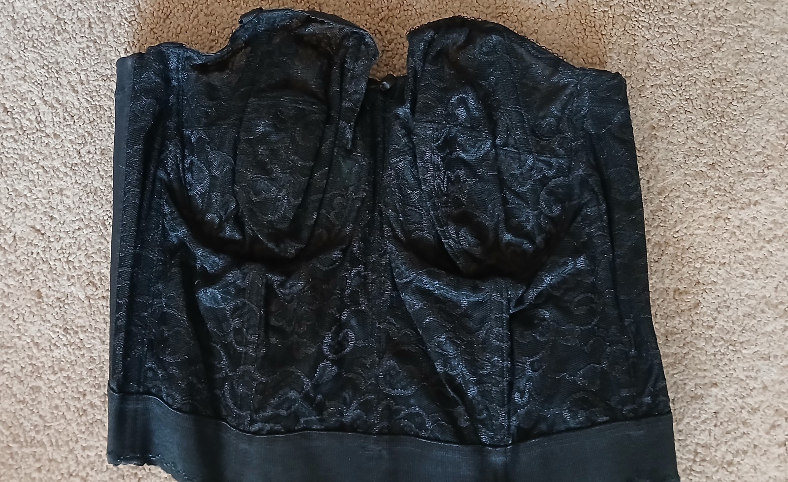 Goddess Convertible Corset Boned Longline 44B Black Lace Bridal NWT #689 Vtg