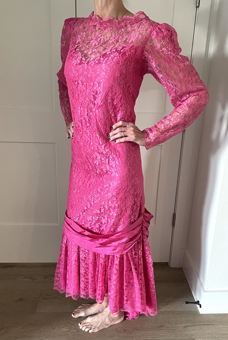 Vintage ILGWU Lace Overlay Dress, Sz 18, Special Occasion, Party, Statement