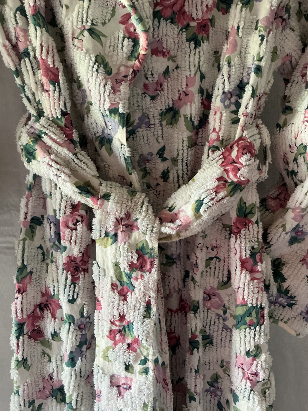 Vintage 60s Stan Herman Herbcraft Chenille Floral Belted Robe Women&rsquo;s Med/Large