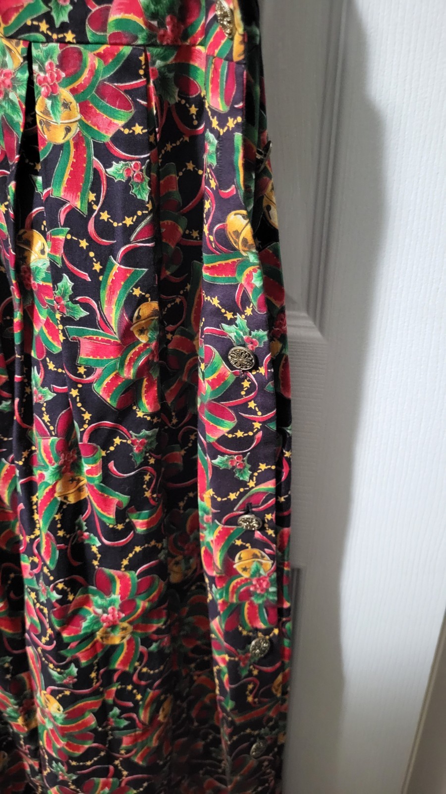 Vintage Christmas Bells Dress Pam&rsquo;s Closet Petite Size Medium Made In USA