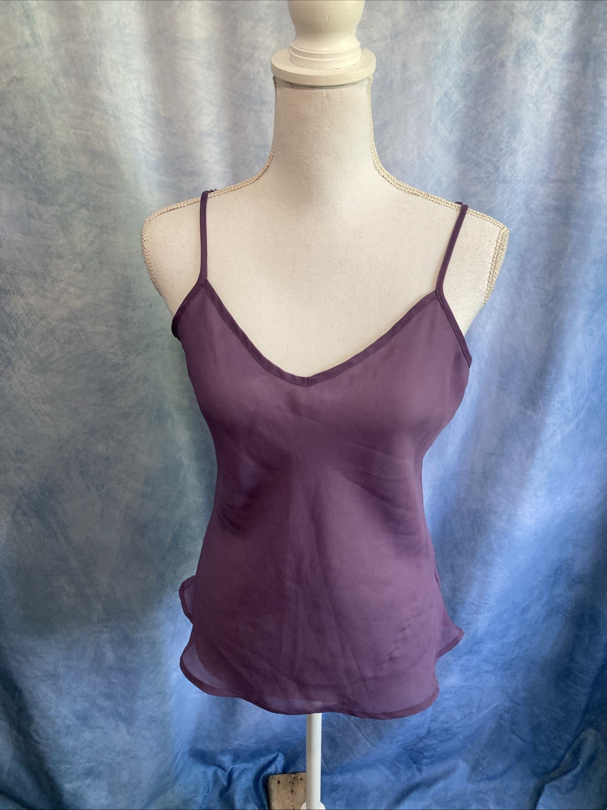 Vtg Y2K Covington Sheer Purple Camisole Top Layers Chiffon Fairy Cami Whimsigoth