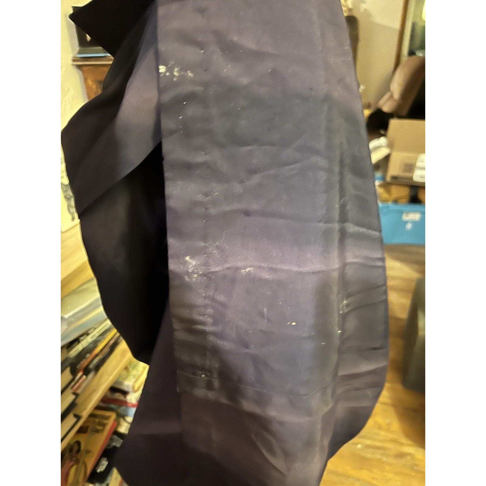 1950s Dark Blue Elegant Sleeveless Collared Button Down Dress Needs TLC