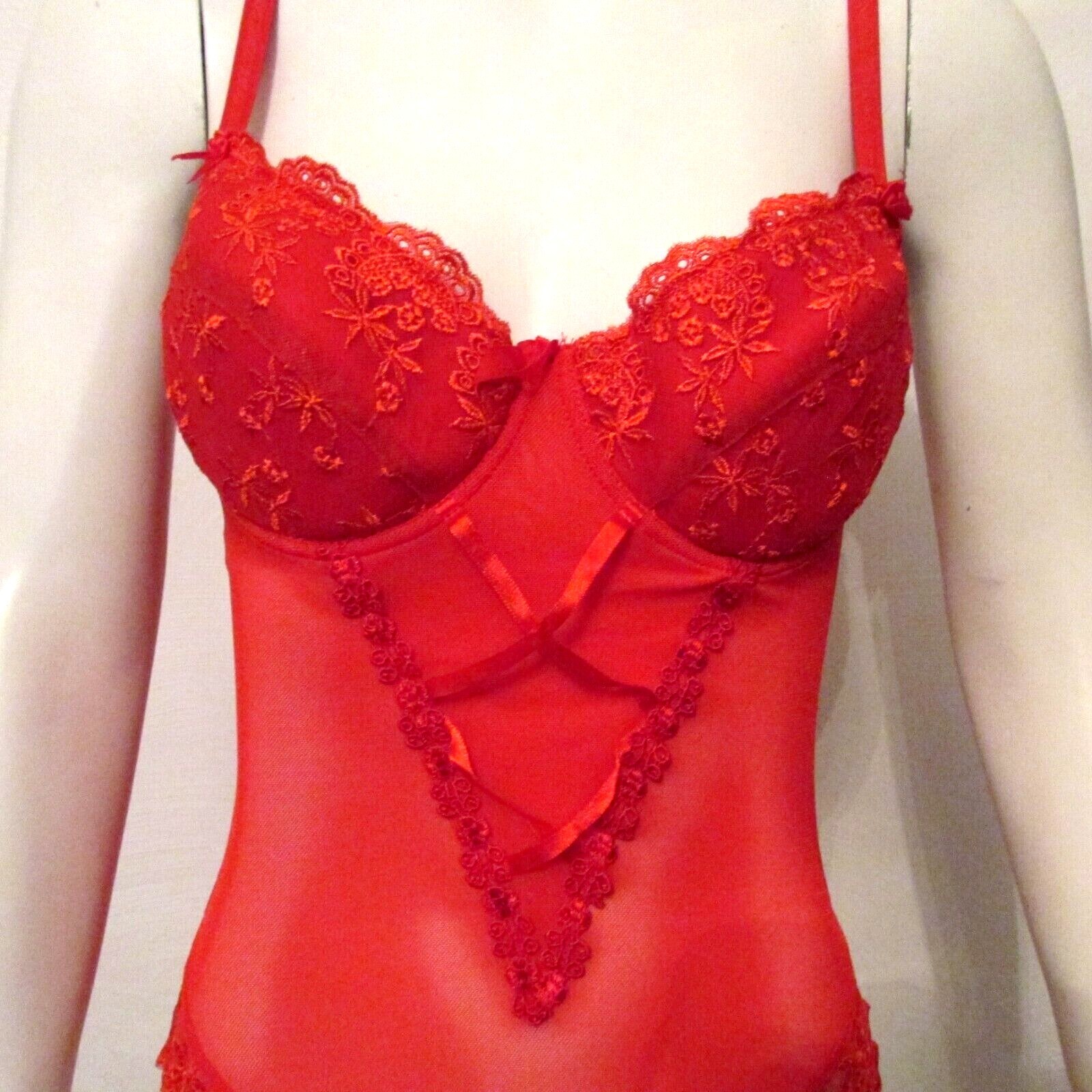 Lady Princess BS2015 Red Mesh Lace High Cut One Piece Teddy Bodysuit UW Bra L
