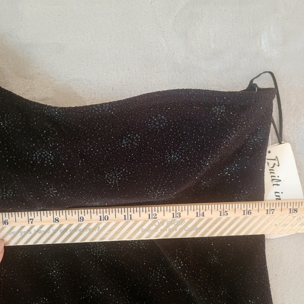 Y2K Black Sparkly One Shoulder Formal Column Dress 14 Sears Tags New Old Stock