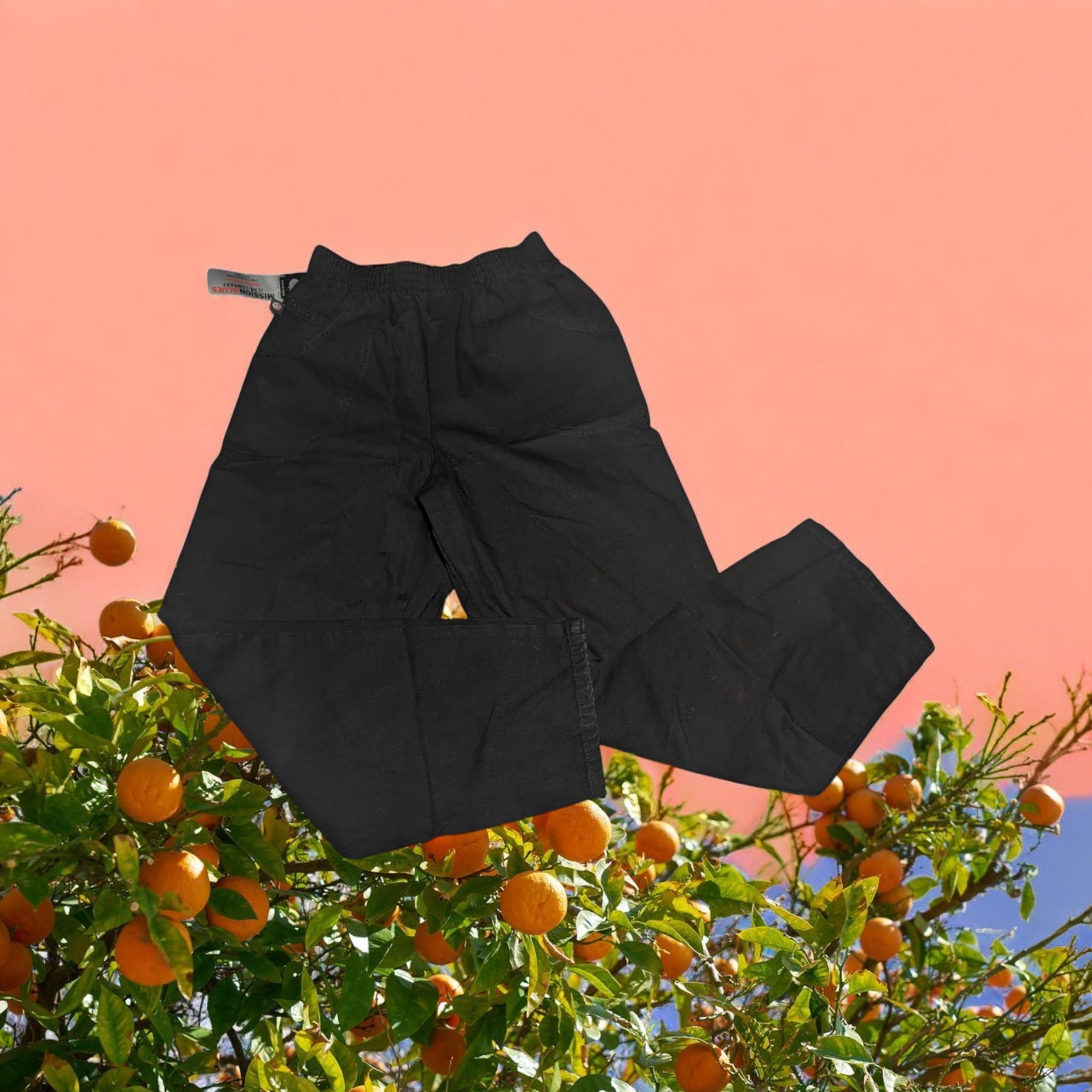 NOS MISSION BLUES 100% Cotton Black Pull On Pants Women&rsquo;s Size 12 Short PETITE
