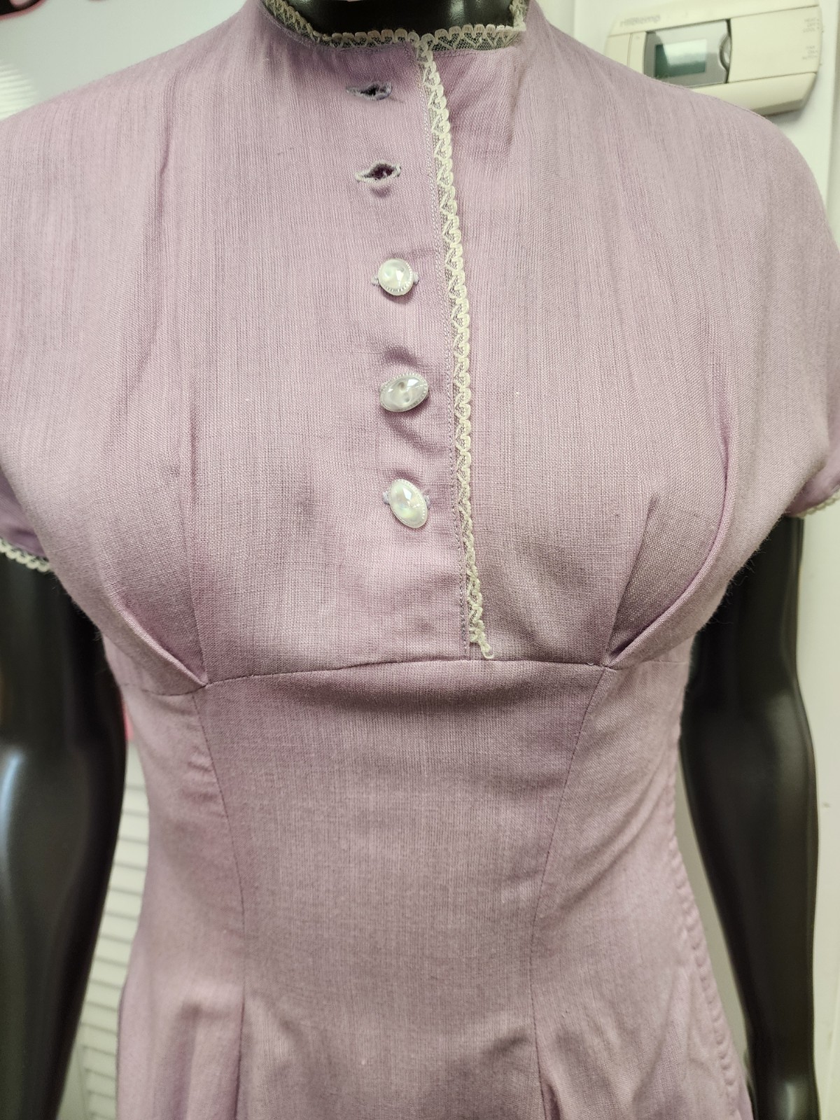 Lavender & White Cotton Day Dress Vintage Rockabilly Pin up Vintage 1940&rsquo;s