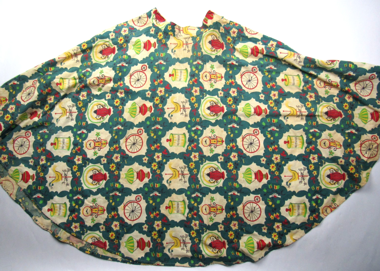 Vtg 1950&rsquo;s 50&rsquo;s Weathervane Nutmeg Farm Novelty Print Circle Skirt 25&Prime; Waist VLV