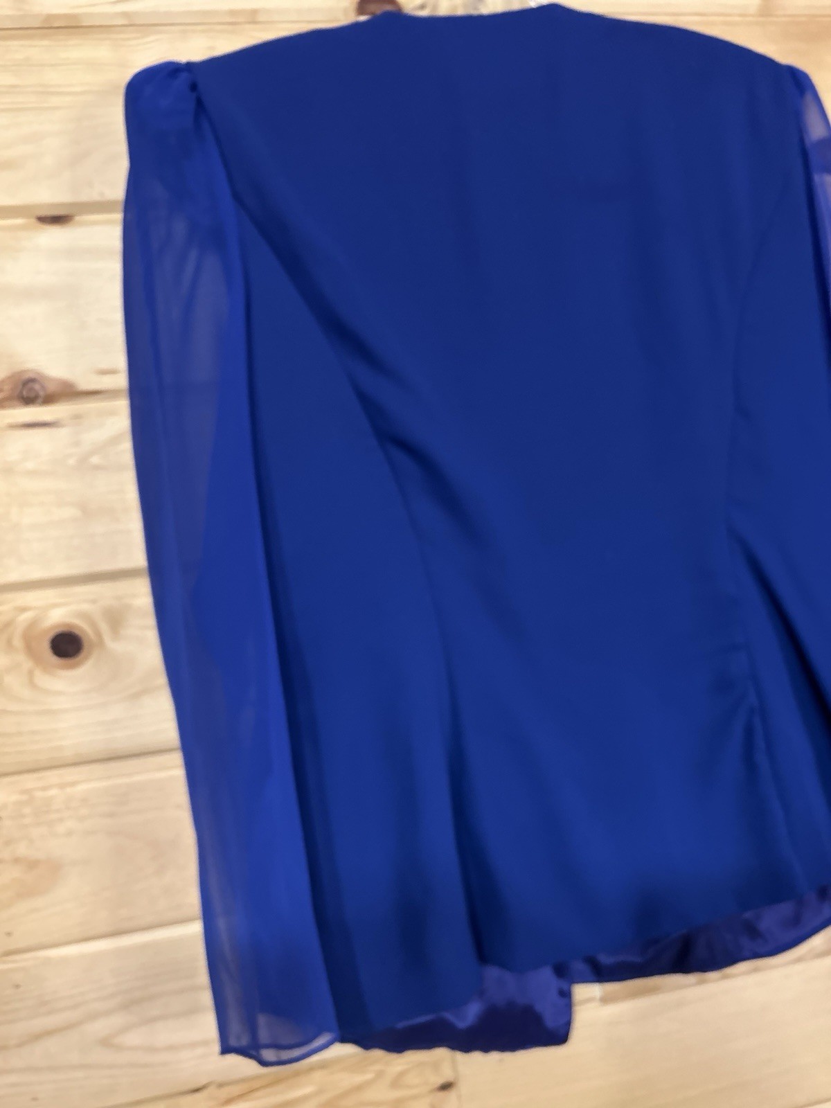 Vintage After Dark Beaded Evening Blouse Womens 17/18 Royal Blue Sheer Top