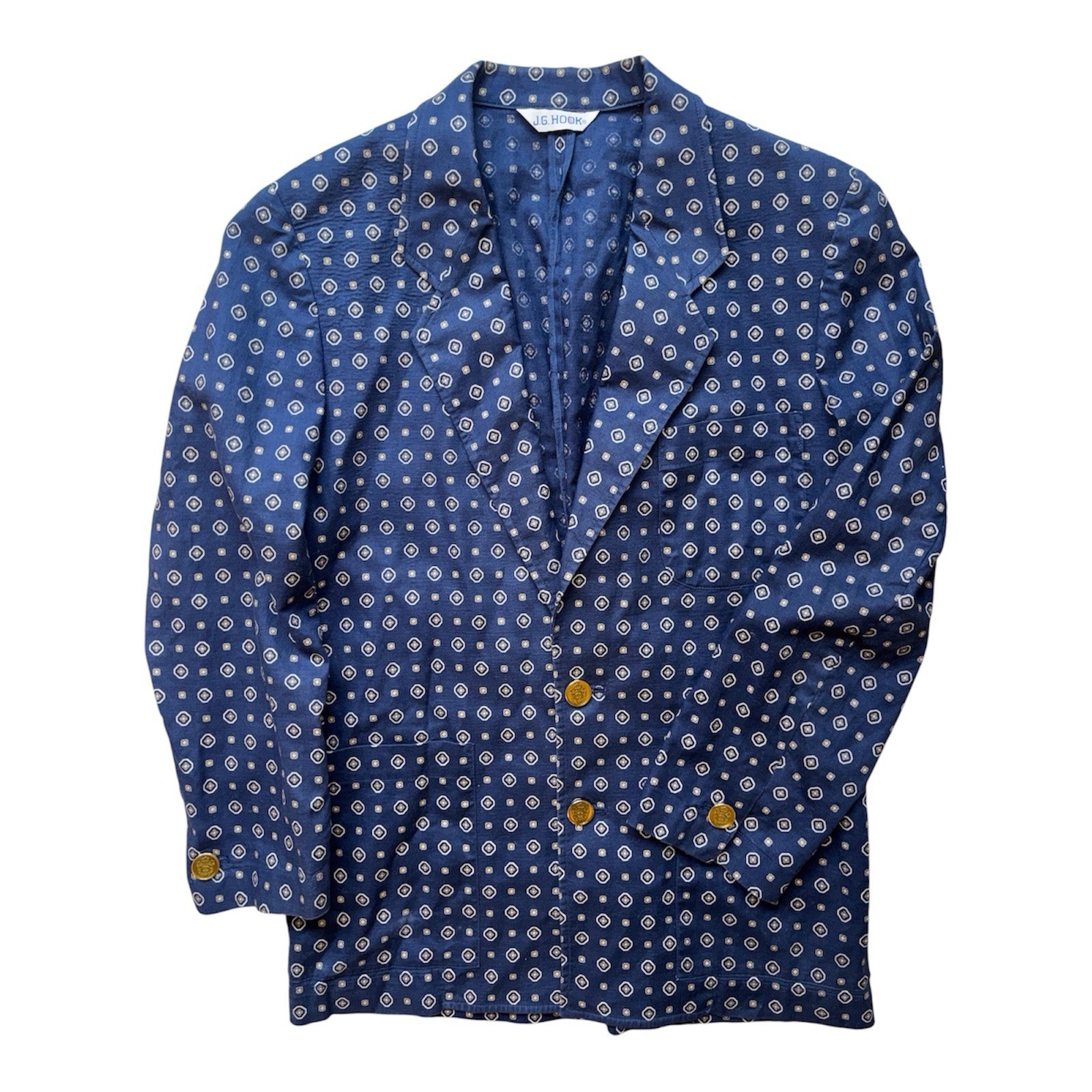 JG Hook Vintage Blue Linen Cotton Women&rsquo;s Blazer Jacket Menswear Inspired Size 8