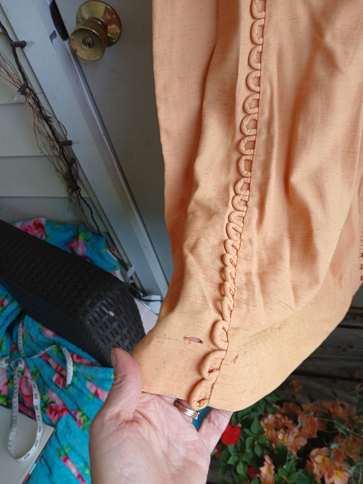 1930s 1940s Peach Dress with Daisy Buttons