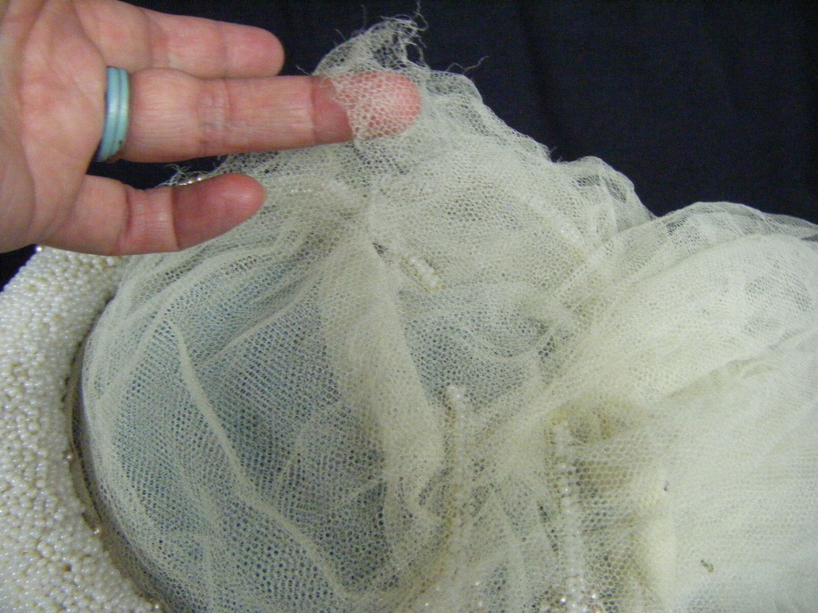 Antique 1920s Ivory Lace Silk Flapper Wedding Dress & Beaded Veil-Bust 36/2XS