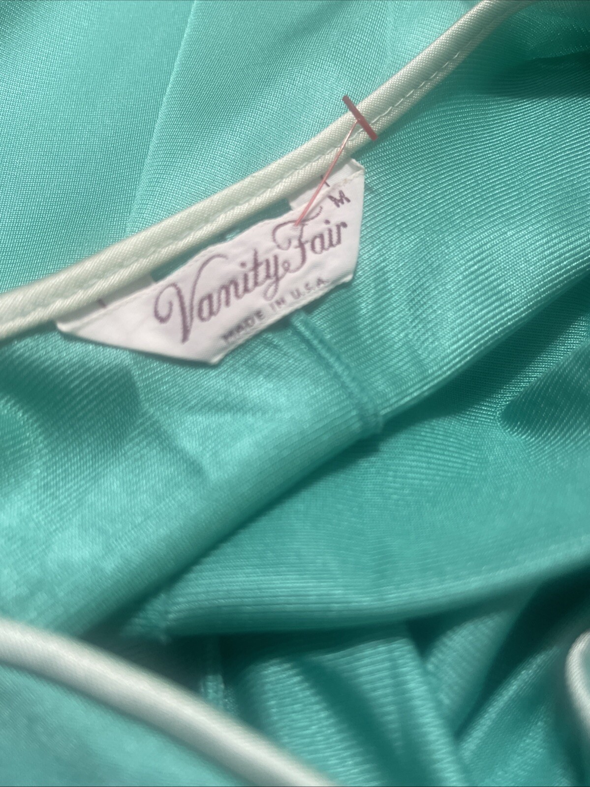 Vintage Vanity Fair Robe Peignoir Dressing Gown Womens M Flutter Teal Boudoir We