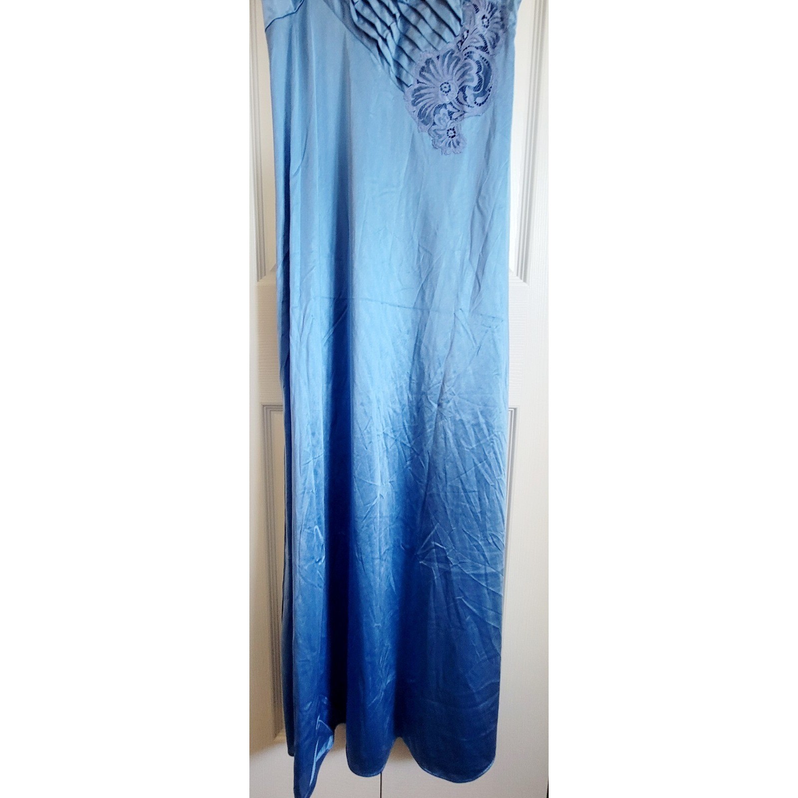 Lily Of France M Vintage 60&rsquo;s Long Nightgown Robe Blue Set Union Made USA Lace