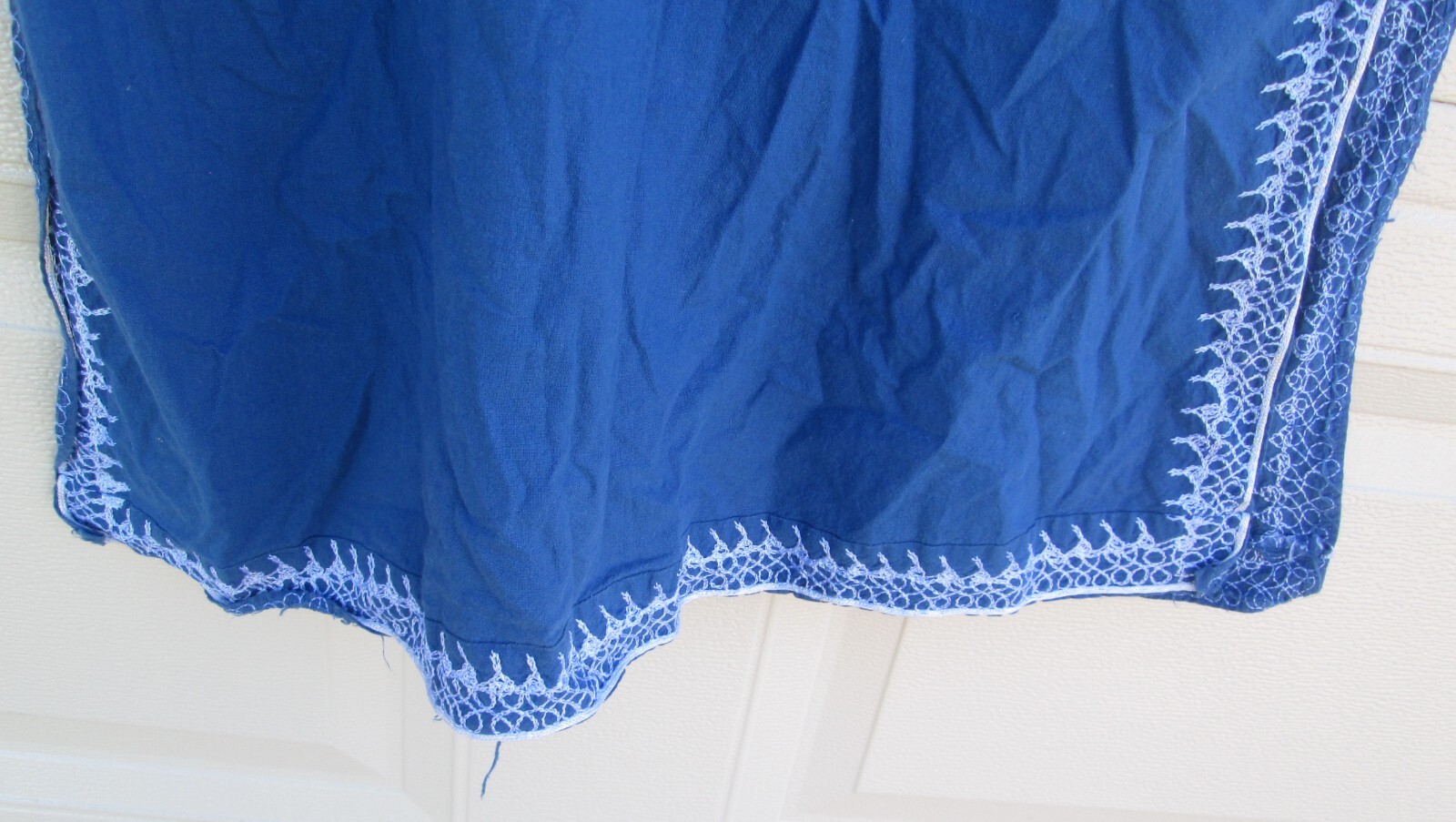 Morocco Caftan Dress Blue White Embroidery Vintage Kaftan Medium