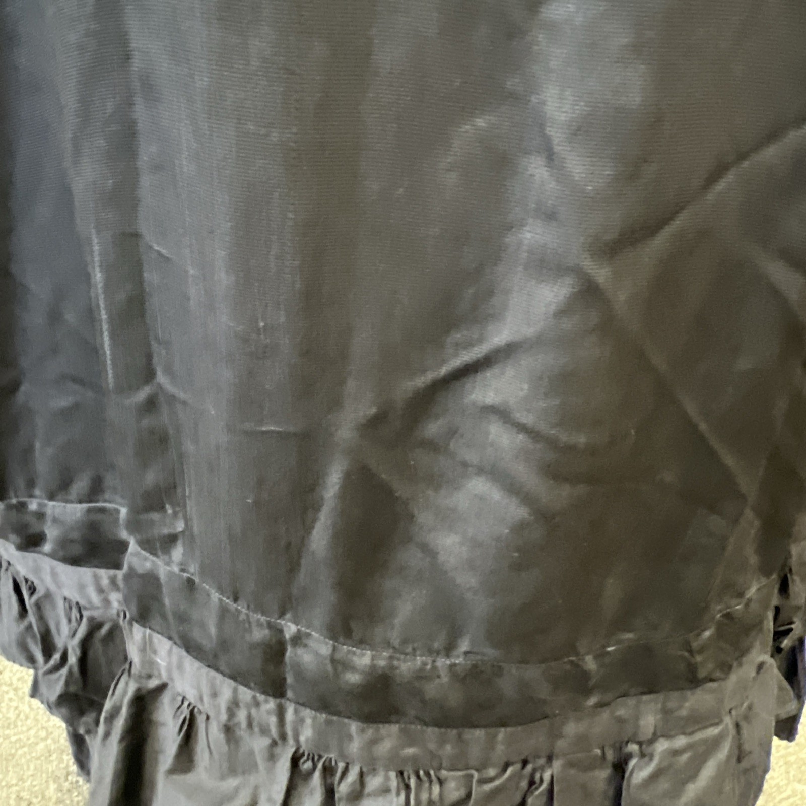 Beautiful Original Edwardian Pattern Black Polished Cotton Petticoat, SZ 26&Prime;-28&Prime;