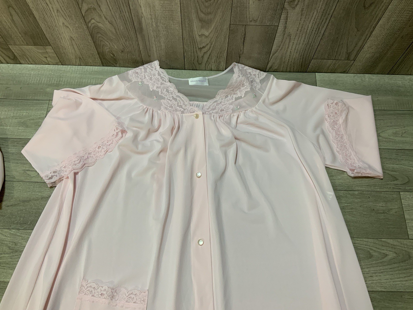 Vintage Shadowline Pink 3 Piece Set Nightgown/Pants/robe House Coat Size 44 Larg