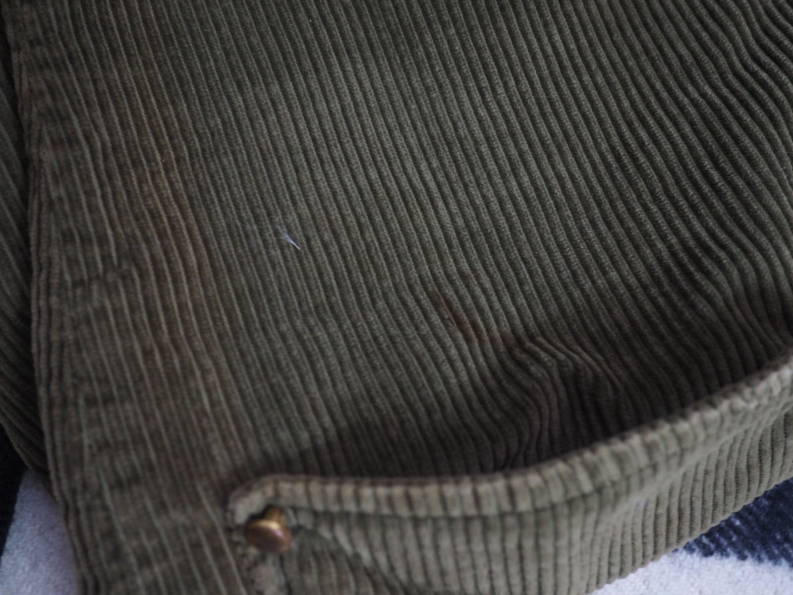 VTG 60s 70s Handmade Boho Hippy Olive Green Corduroy Pocket Farm Dress Women S/M