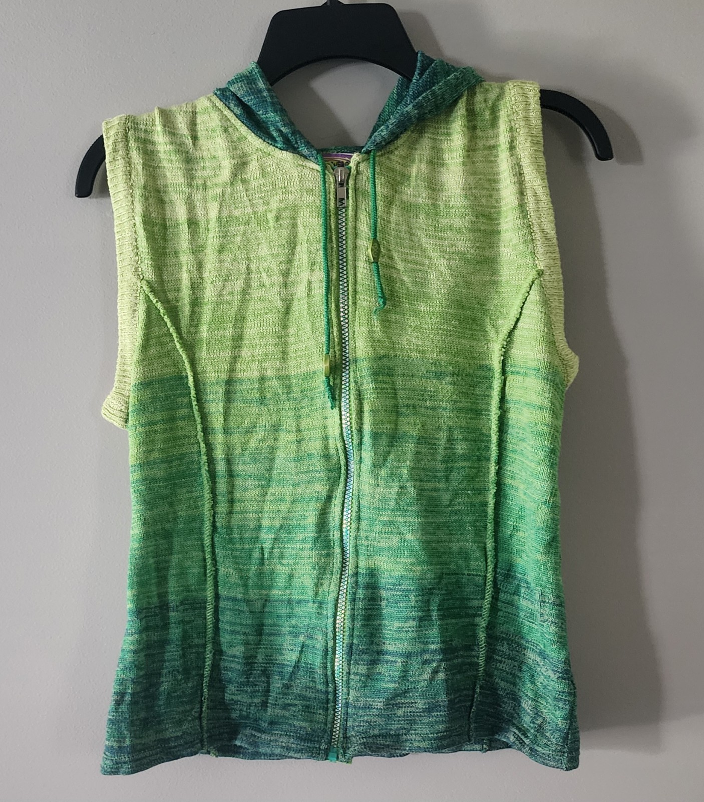 Vintage 90s Bouncy Wear Ombre Vest-Green-Hoodie-Rave-Size M/L