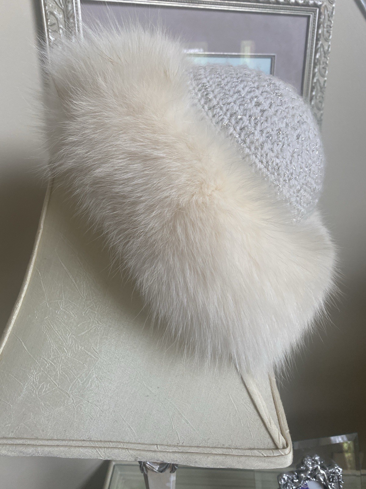 Winter White Full Length Female Mink Coat/Fox Tux Front And Sleeves /W Mink Hat