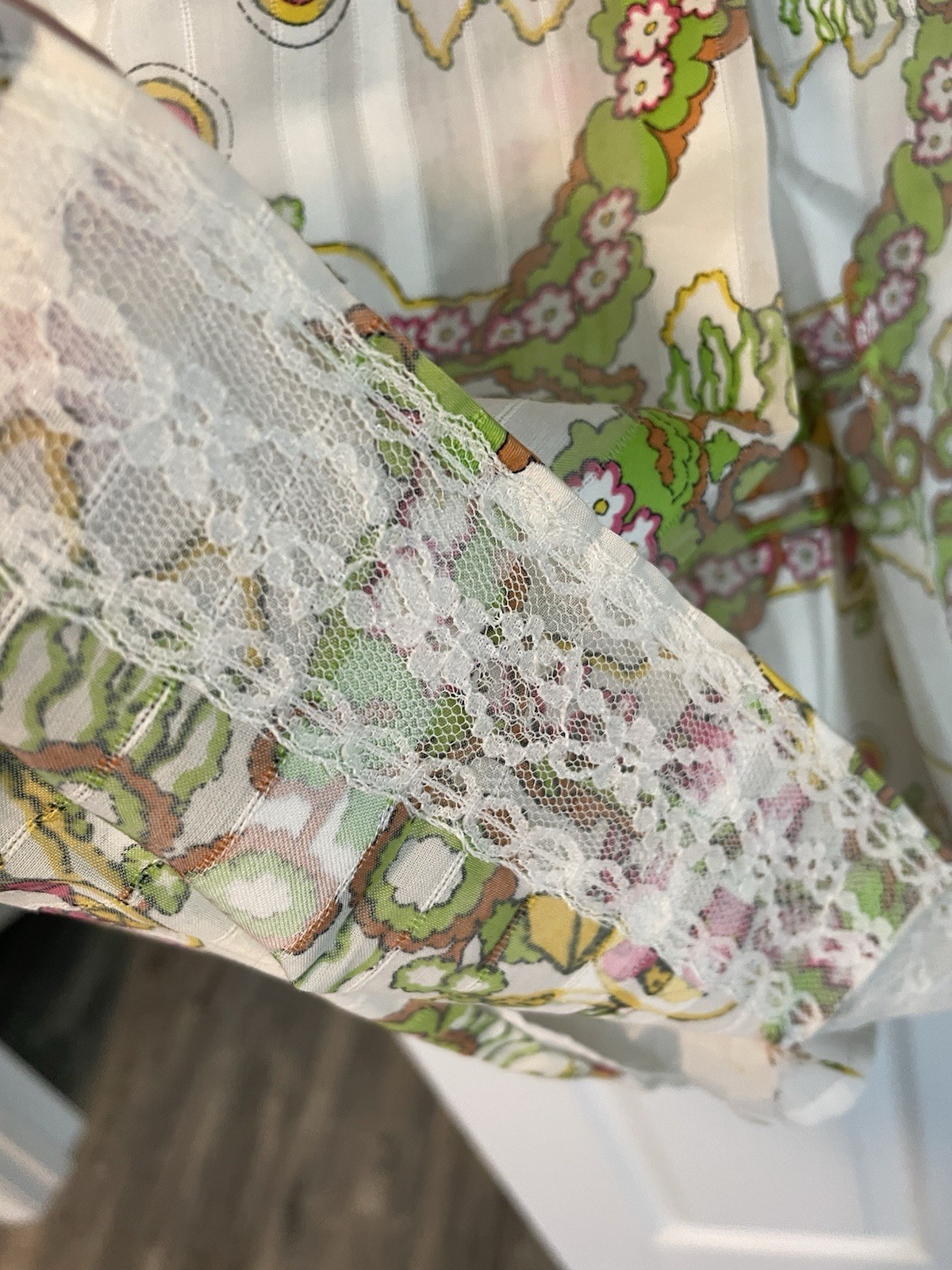 70’s Casi Shirt Waist Dress Vintage Size 14 White Green Pink Volkswagen Bug