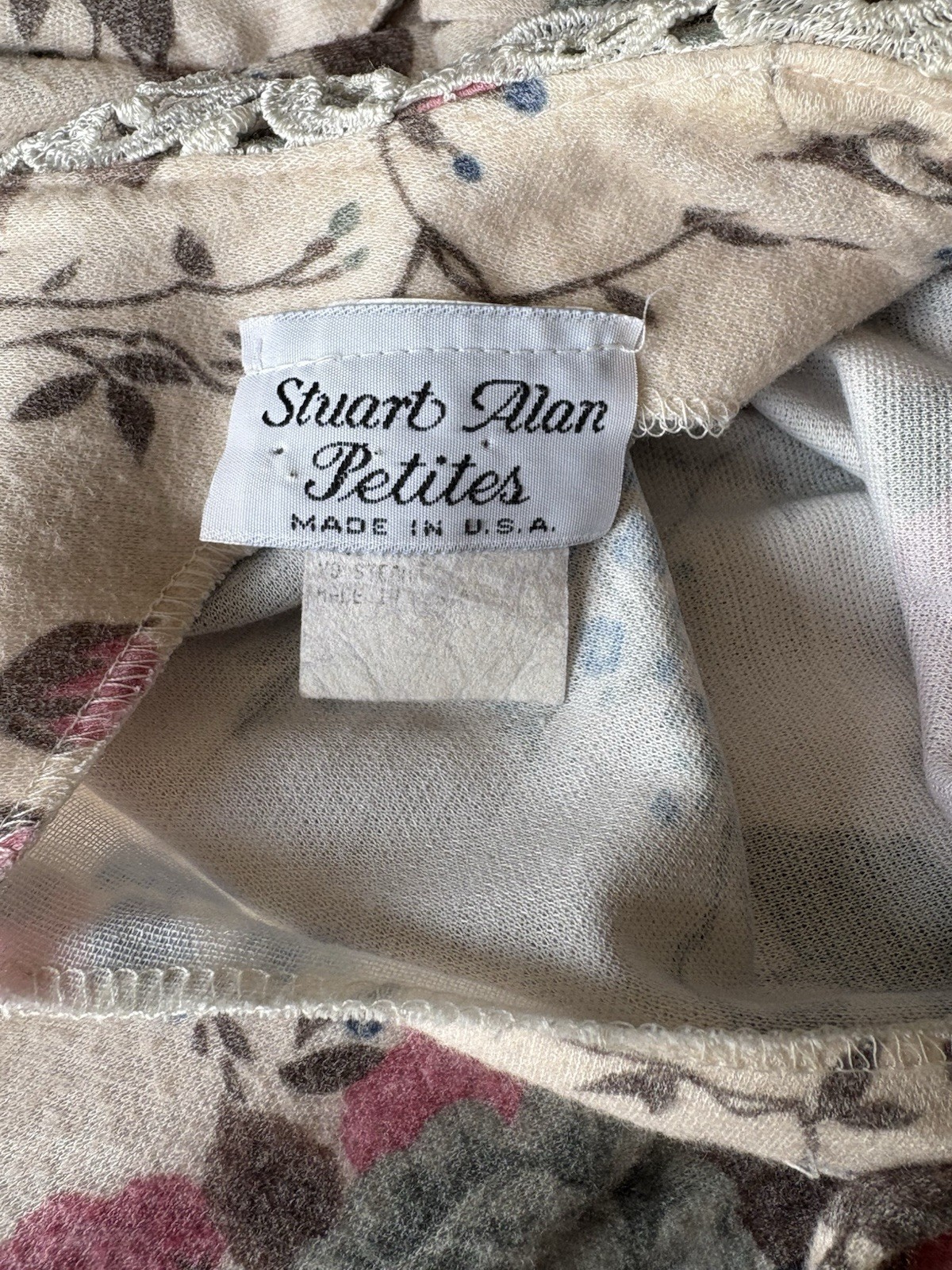 Stuart Alan Petites Size 8 Vintage Floral Dress Cottage Core Pockets Lace Collar