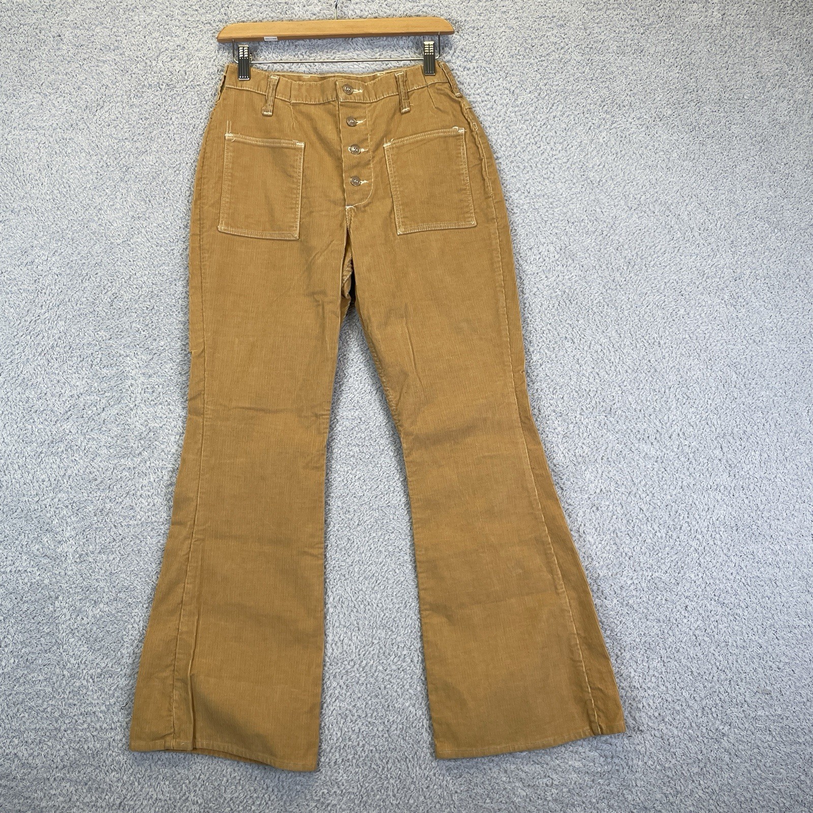 Vintage 1970s Wrangler Corduroy Bell Bottom Pants 28×30 High Rise Button Fly USA