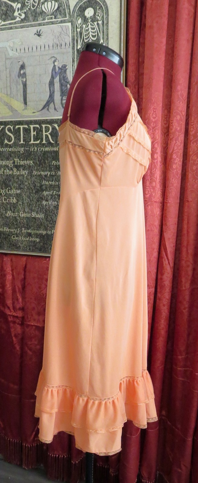 1950s Luxite by Holeproof « Charm » Full Slip Orange L