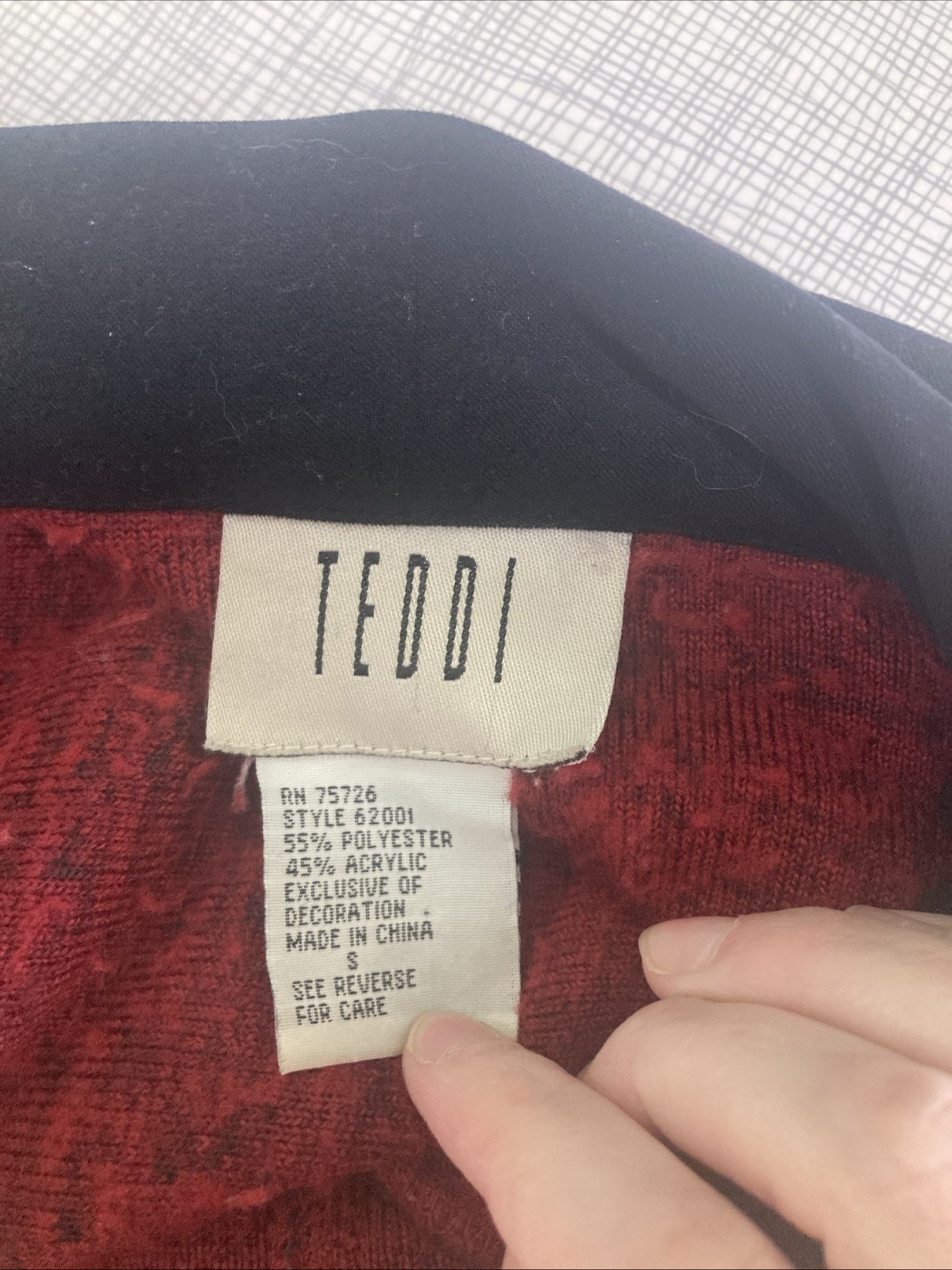 Vtg 1990s Teddi Red Argyle Fleece Jacket Women’s Small Button Up Cardigan GUC