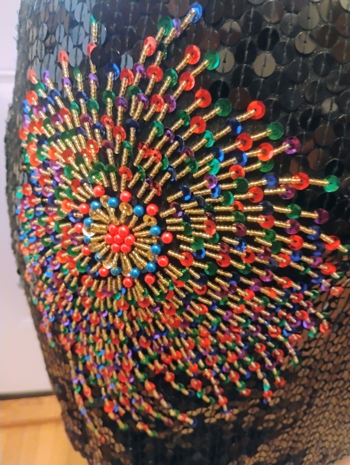 Vintage Nadine beaded sequin FIREWORKS Sleeveless party cocktail dress Medium