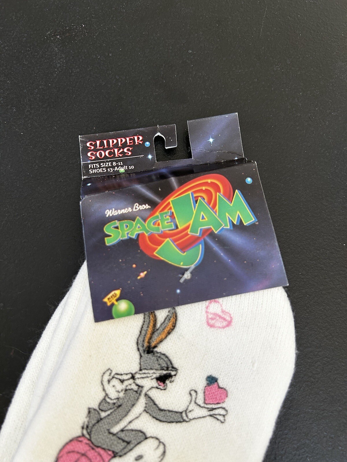 VTG Warner Bros Space Jam Bugs Bunny Slipper Socks 9-11 Jordan 90s NOS.