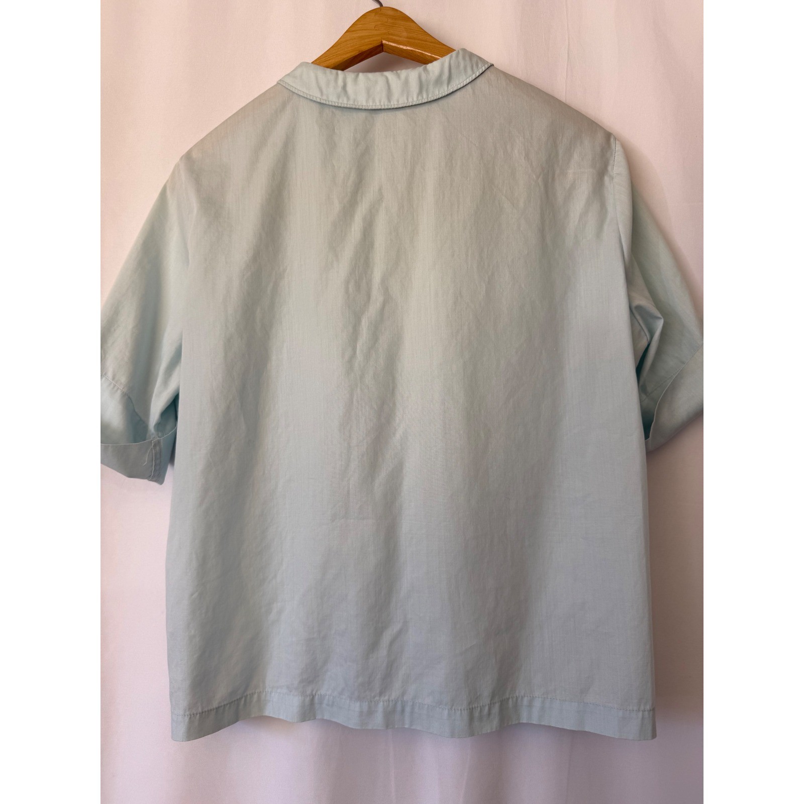 Vintage Kodel Blue Embroidered Initial A Monogram Peter Pan Collar Shirt 38