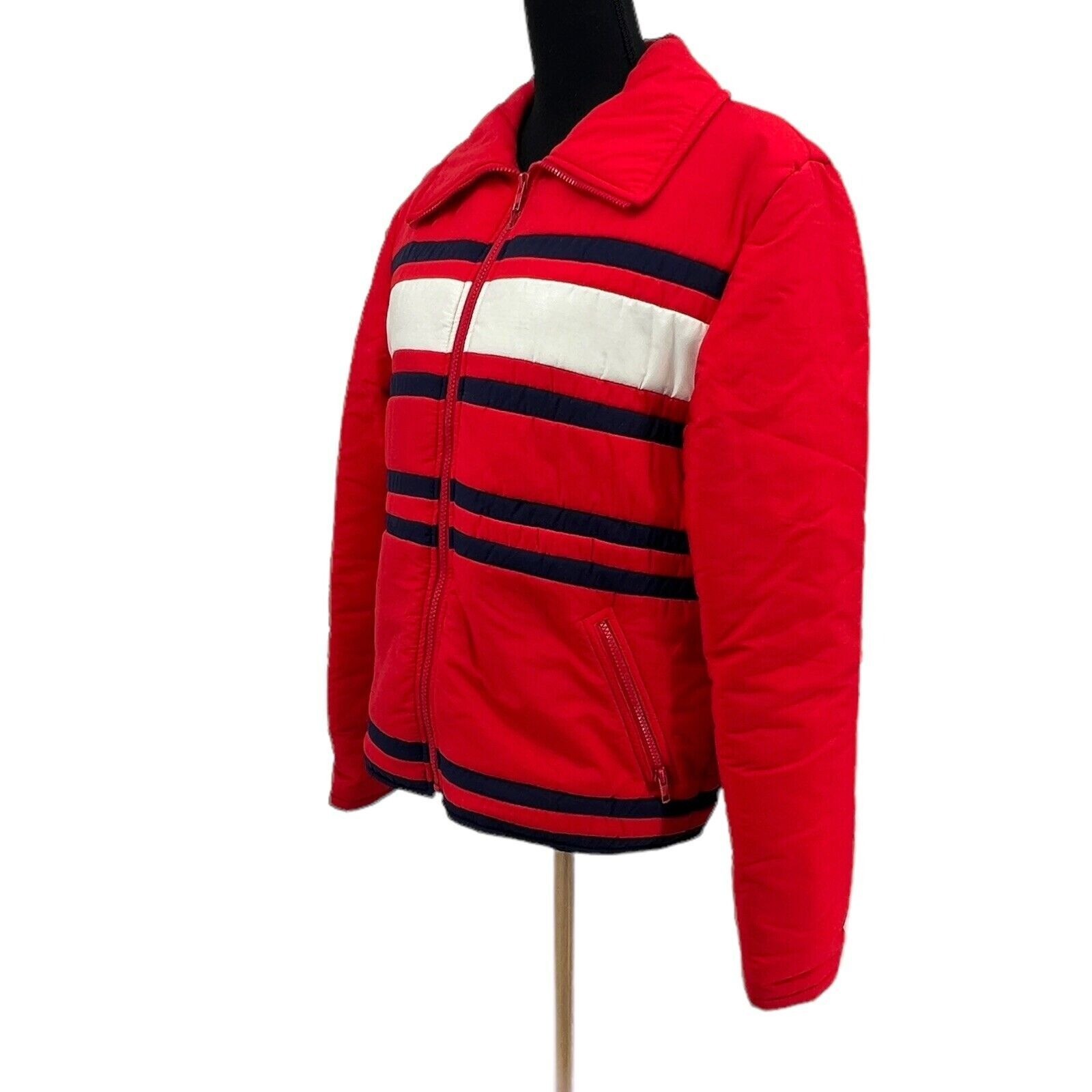 Vintage 70s Jean Claude Killy Ski Jacket Womens EU 40 S/M Red Racing Stripe Ski